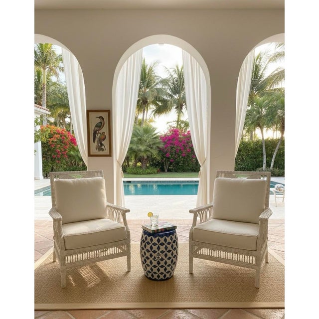 Italian Blue & White Harlequin Garden Stool For Sale - Image 10 of 11