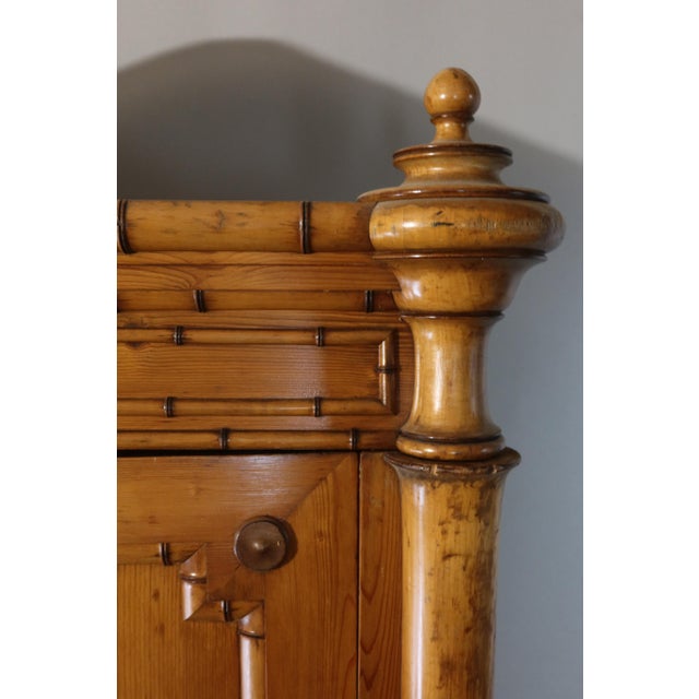 Antique Pitchpin Armoire, 1890s For Sale - Image 3 of 12