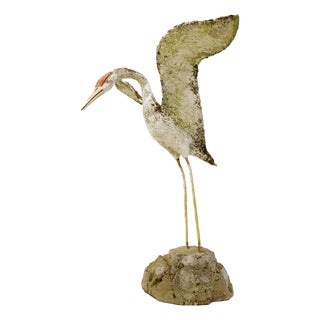 Outdoor Heron Sculpture in Cement For Sale