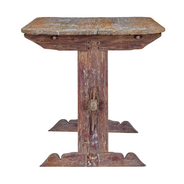 Rustic Antique Swedish Rustic Painted Trestle Table, 1840 For Sale - Image 3 of 7