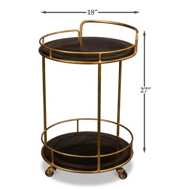 Not Yet Made - Made To Order Modern Iron and Leather Serving Side Table Cart For Sale - Image 5 of 6