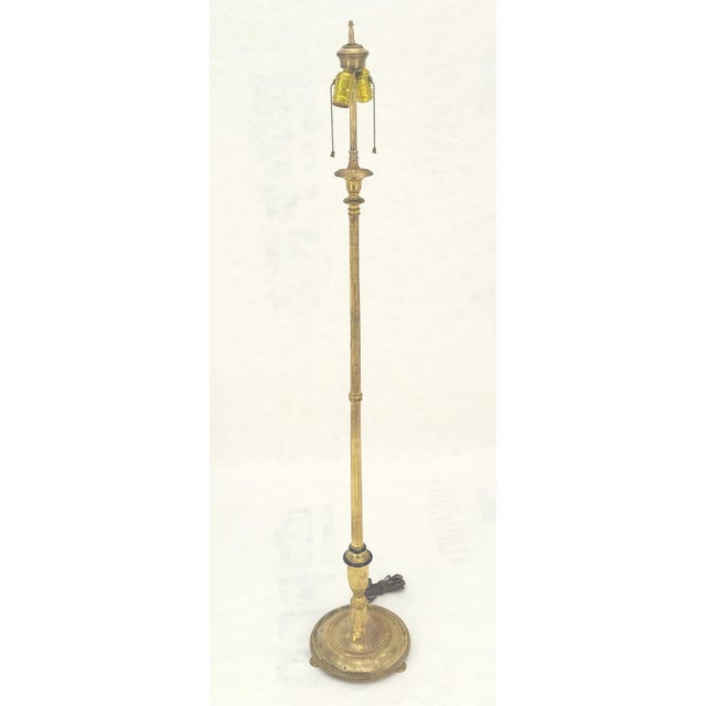 Traditional C. 1920s Solid Brass Deco Nouveau Floor Lamp For Sale - Image 3 of 7