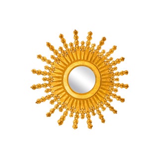 Matte Gold Sunburst Mirror For Sale