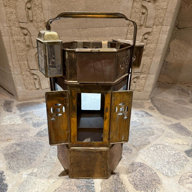 Glass Antique Brass Asian Street Vendor Noodle Cart For Sale - Image 7 of 16