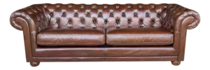 Vintage Cognac Brown Leather Chesterfield Sofa | Deep Tufted English Club Couch
