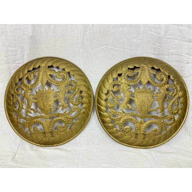 Gothic Pair of Large Shield Form Wall Sconce Bases For Sale - Image 3 of 12