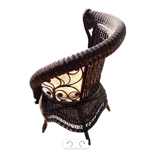 Wood Early 20th Century Eastern Seaboard Jenkins & Phipps Stick and Ball Wicker Portrait Chair For Sale - Image 7 of 12