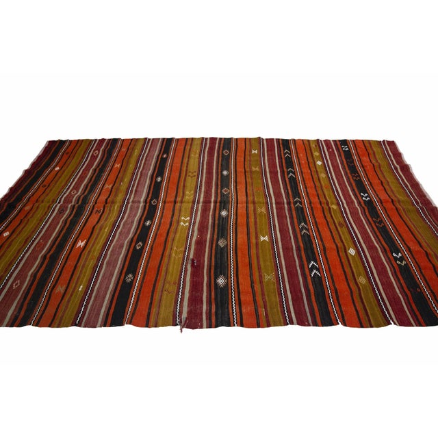 Striped Vintage Colorful Kilim Rug For Sale - Image 4 of 7