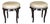 Pair of Barbara Barry for Baker Round Vanity Stools With Leather Upholstery and Sculpted Wood Bases For Sale