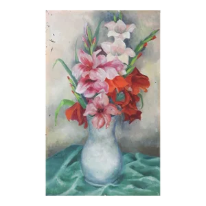Vintage Circa 1930's Pink Gladiolas Still Life Painting