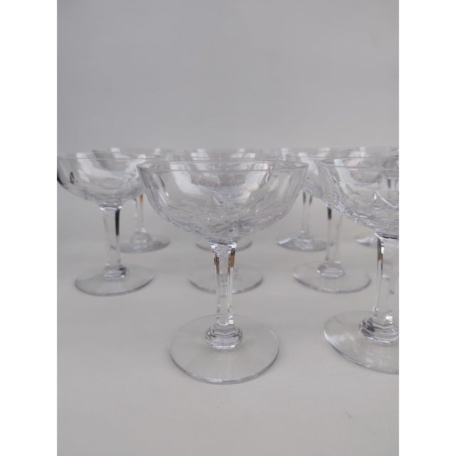 Glass VIC Champagne Coupes in Crystal from Saint Louis, 1930s, Set of 10 For Sale - Image 7 of 8