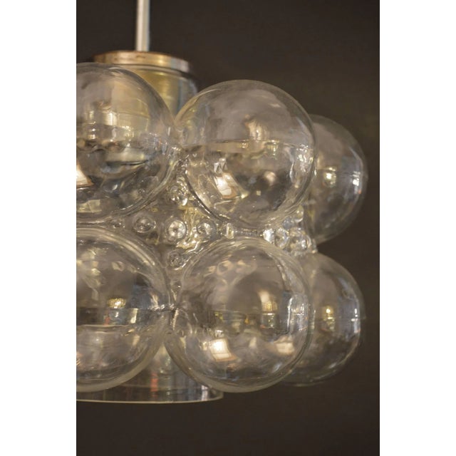 Pair of Handblown Glass Bubble Sconces With Matching Pendant Chandelier For Sale - Image 4 of 5