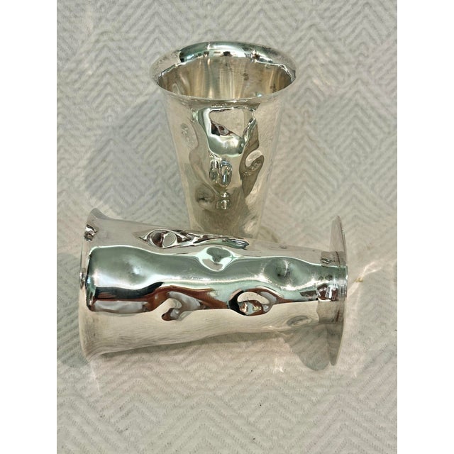 Izabel Lam New York Modernist Silver Plated Wavy Vases - A Pair For Sale - Image 4 of 8