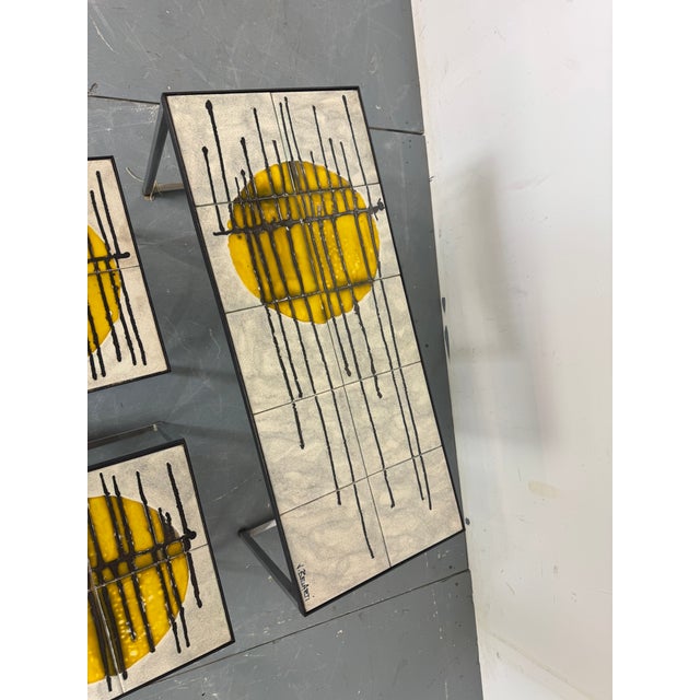 Vintage Chromed Steel and Ceramic Belarti Coffee Table with Side Tables by Juliette Belarti, 1960s, Set of 3 For Sale - Image 10 of 11