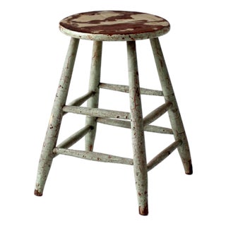 Vintage Painted Farmhouse Stool For Sale