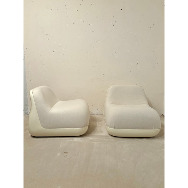 Rare pair of jumbo armchairs, Alberto Rosselli, Saporiti circa 1970. Complete restoration of the shell, fabrics and foams....