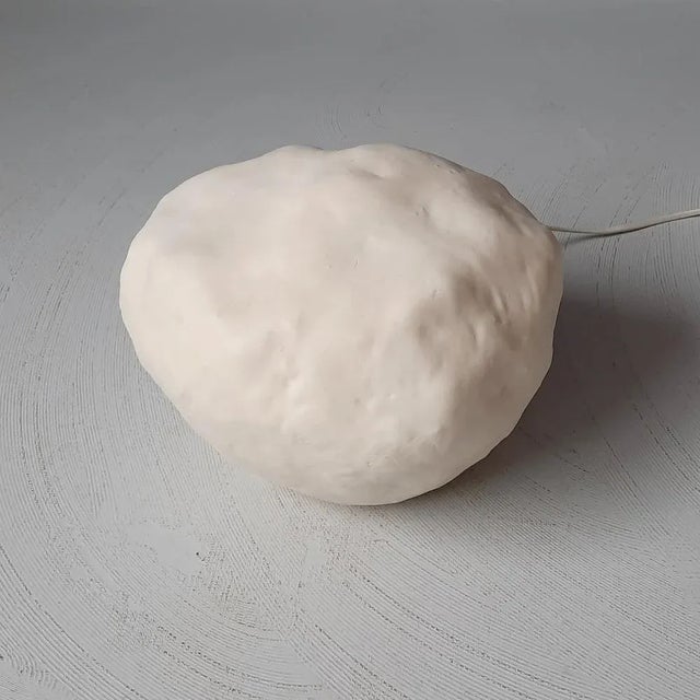 Cream Plastic Stone Table Lamp from Heico, 1980s For Sale - Image 8 of 8