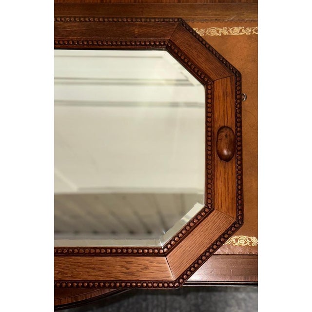 Art Deco 1920s Bevelled Mirror Oak Mirror For Sale - Image 6 of 12