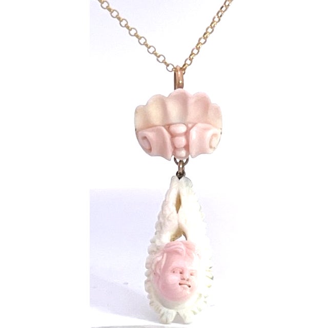 Shell 1930s Conch Shell Carved Pendant For Sale - Image 7 of 9