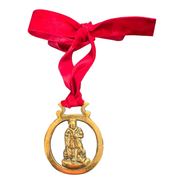 Vintage English Horse Brass Ornament For Sale