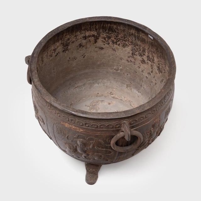 Traditional 19th Century Chinese Cast Iron Relief Planter For Sale - Image 3 of 4