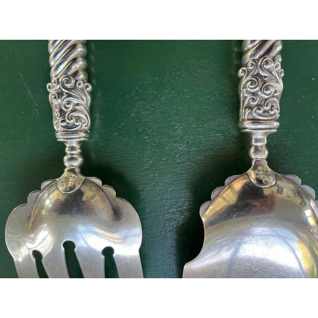 Antique 19th Century Gorham Sterling Silver Fish Serving Fork and Slice 1892 - a Pair For Sale - Image 11 of 13