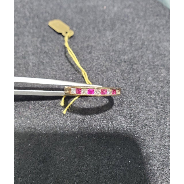 Diamond & Ruby Wedding Band .50cttw 14k Yellow Gold, Size 6 For Sale - Image 4 of 5