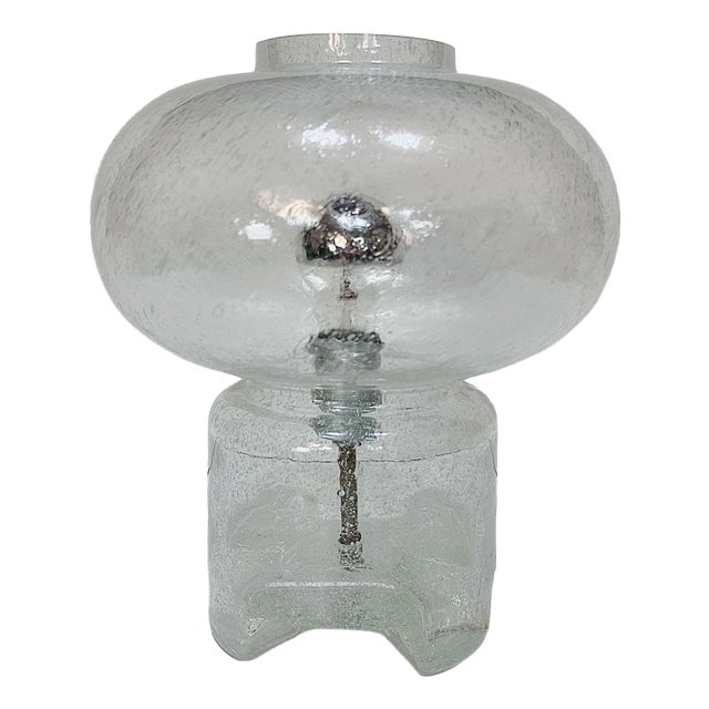 Clear Frosted Glass Table Lamp from Glashütte Süssmuth Leuchten, Germany, 1960s For Sale