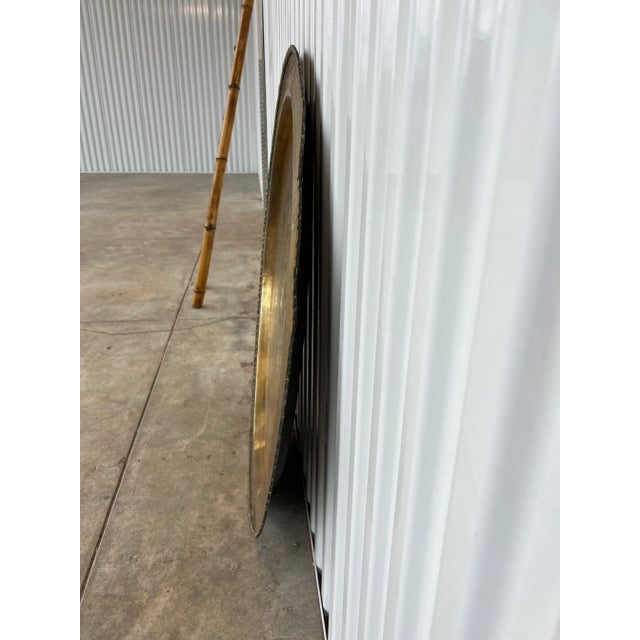 Large Asian Round Brass Tray Table, Wall Hanging, Scalloped Edges For Sale In Birmingham - Image 6 of 9