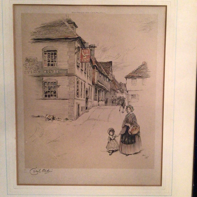 Aldin's popular "Old English Inns" series, originally published in a book titled Old Inns in 1921. The colored lithograph...