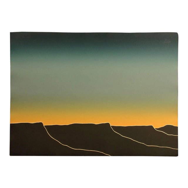 Late 20th Century "Sunset" Minimalist Western Landscape Etching by Peter Keefer For Sale