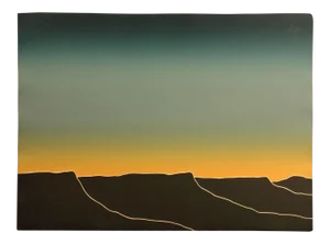 Late 20th Century "Sunset" Minimalist Western Landscape Etching by Peter Keefer