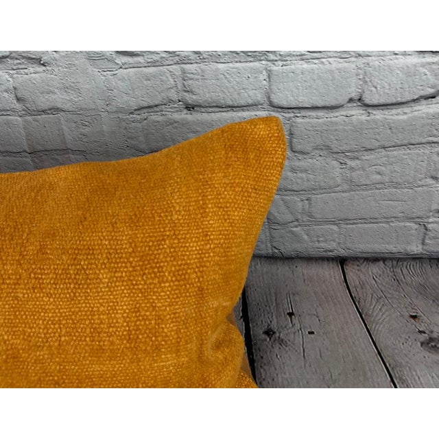 Turkish 16 x 24 Hemp Pillow Turkish Cushion Natural Orange Pillow Cushion Cover For Sale - Image 3 of 4
