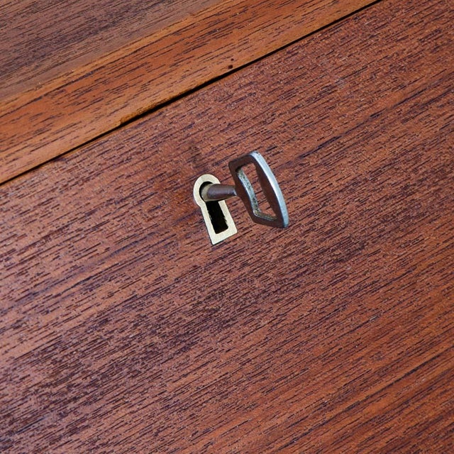 Mid Century Danish Modern Secretary Desk Bureau Denmark Teak Drawers Drop Down For Sale - Image 12 of 12