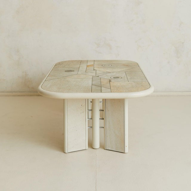 Dutch Brutalist Stone + Metal Inlay Coffee Table in Manner of Paul Kingma, 1970s For Sale - Image 14 of 18
