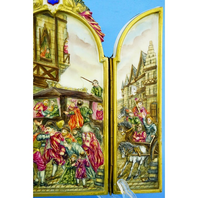 Capodimonte, Triptych Plaque Bas-Relief the Brawl, 1800s, Porcelain For Sale - Image 9 of 18