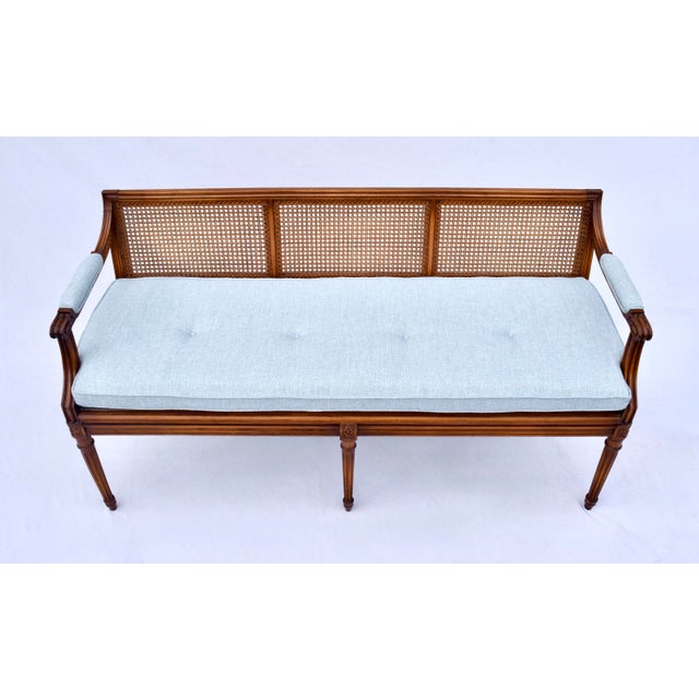 French French Louis XVI Style Caned Settee For Sale - Image 3 of 13