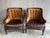 Late 20th Century Fabulous Pair of Leather and Velvet Channel Back Library Club Chairs For Sale In Washington DC - Image 6 of 12