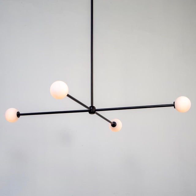 Not Yet Made - Made To Order Globe Chandelier 4, Black, 26.5in H, 3 Inch Glass Globes, by Research.Lighting, Modern, Minimal Hanging Light For Sale - Image 5 of 11
