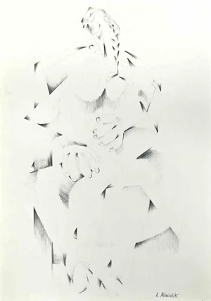 Robert Luis Nicoidski, Figure, Original China Ink Drawing, Late 20th-Century