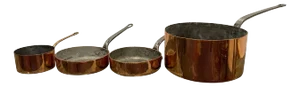 French Four Copper Pots in Different Sizes, 19th Century - Set of 4
