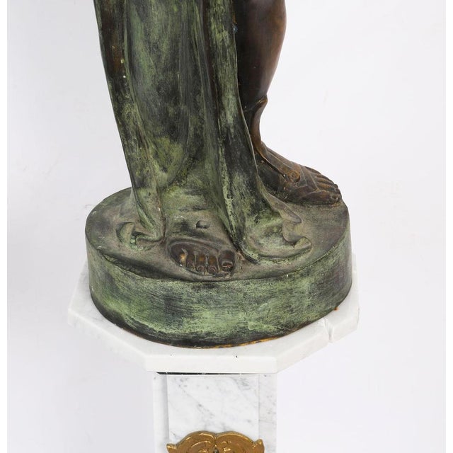Metal Antique Bronze Libertas Figural Torcheres Lamps by F. De Luca, 20th Century, Set of 2 For Sale - Image 7 of 18