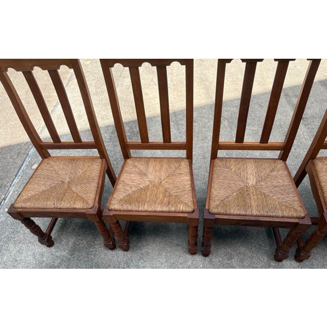Mid 20th Century French Country Dining Chairs With Rush Seats - Set of 6 For Sale - Image 5 of 10
