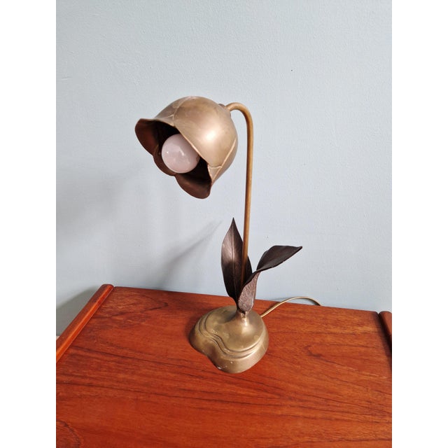 Hollywood Regency Floral Table Lamp in Bronze and Brass, 1970 For Sale - Image 12 of 15