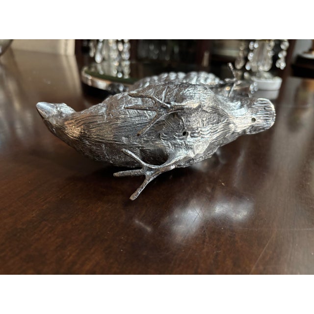 Pair of Vintage Italian SilverPlate Quails For Sale - Image 9 of 9