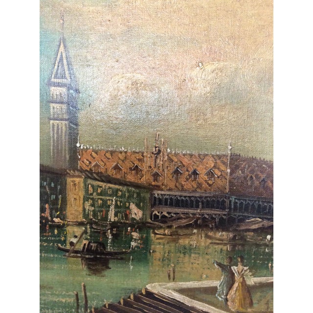 Late 19th Century Antique Venetian Grand Canal Oil Painting For Sale - Image 10 of 13