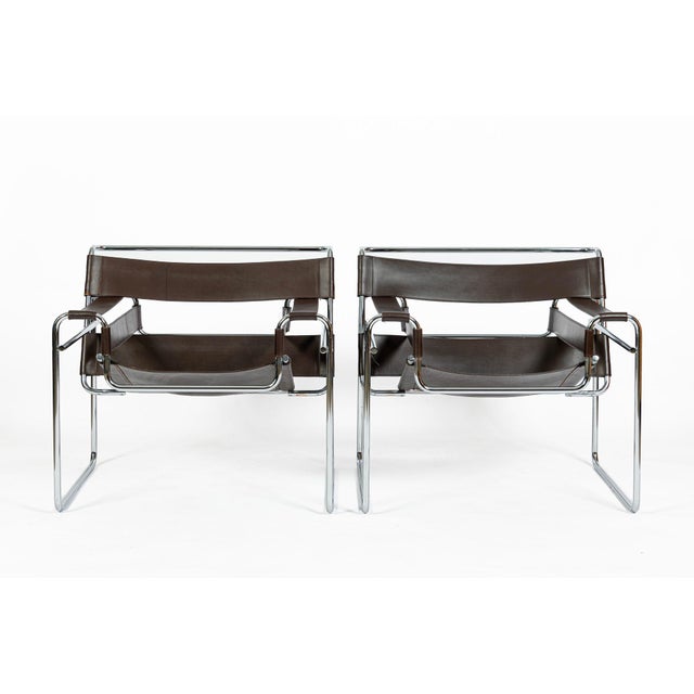 1960s Pair of Mid Century Brown Wassily Chairs by Marcel Breuer for Stendig, 1960s, Labeled For Sale - Image 5 of 18