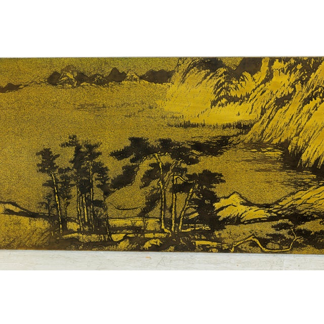 Chinese Metal Landscape Wall Panel with Mountain and River Scene For Sale - Image 9 of 18
