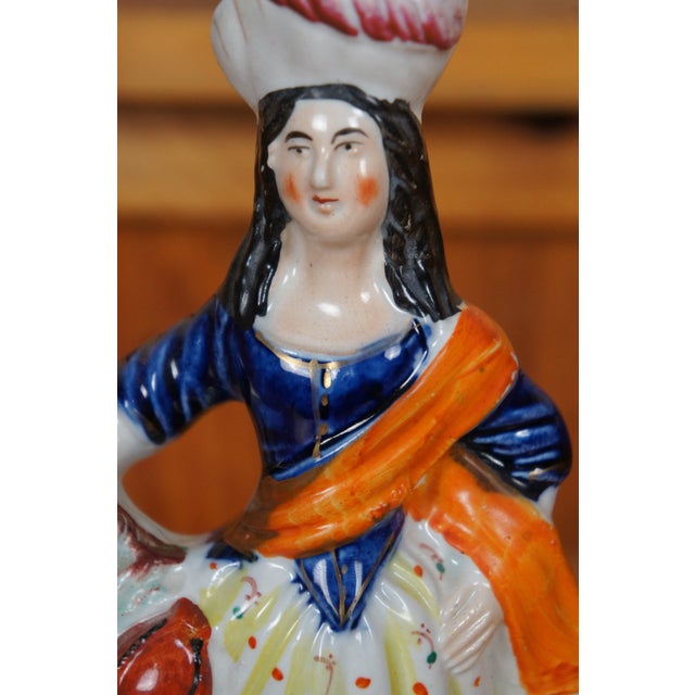Antique Staffordshire Porcelain Highlander Shepherdess & Sheep Figurine For Sale - Image 10 of 11