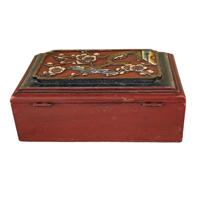 Vintage Chinese Wooden Box 9" W For Sale In New York - Image 6 of 8